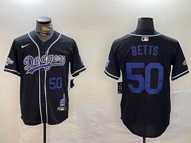 Men Los Angeles Dodgers #50 Betts Black Game 2024 Nike MLB Jersey style 12022